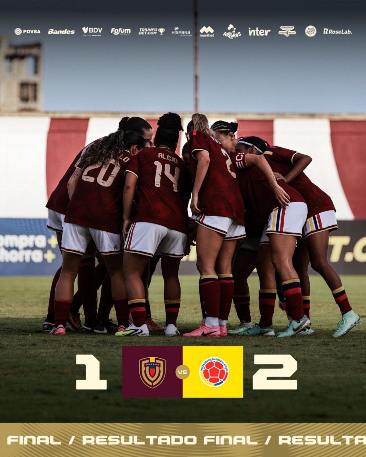 Vinotinto femenina se mantiene en el puesto 42 del ranking FIFA tras perder ante Colombia