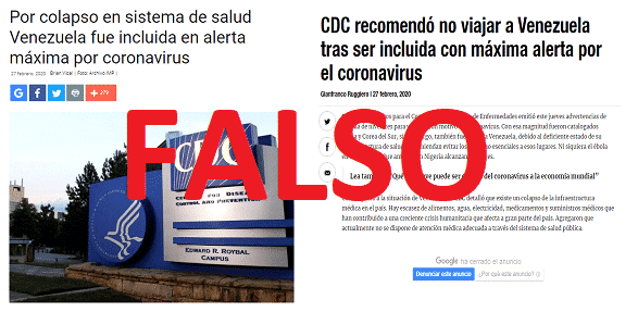 ¿CDC incluyó a Venezuela en alerta máxima por el coronavirus?
