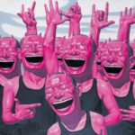 “Entre hombres y animales” (2005). Obra del artista plástico chino Yue Minjun | Sus caracteres sonrientes le han ganado a su arte el calificativo de Realismo Cínico.