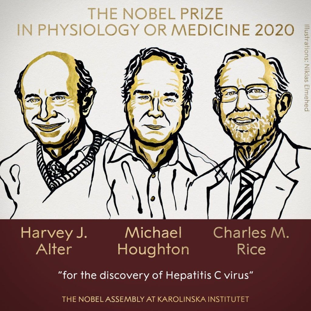 Los tres ganadores del premio Nobel de Medicina 2020
