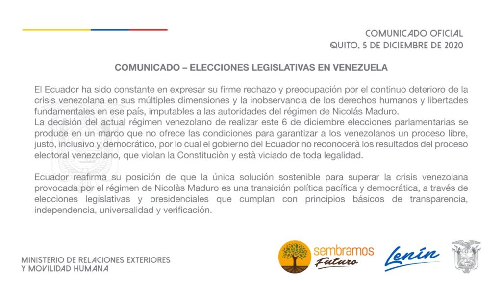 Los países que desconocen las elecciones parlamentarias ilegítimas en Venezuela