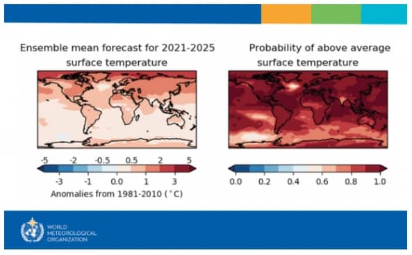 Organización Meteorológica Mundial pronostica temperaturas más altas para los próximos cinco años