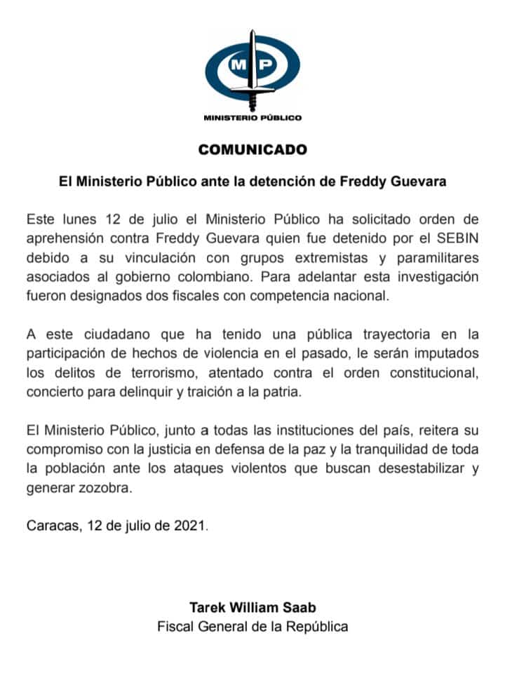 Funcionarios del régimen detuvieron a Freddy Guevara: “Estoy convencido de que hice lo correcto”