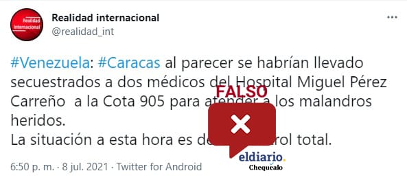 ¿Secuestraron a médicos del Hospital Dr. Miguel Pérez Carreño para llevarlos a la Cota 905?