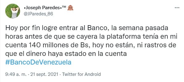 Usuarios del Banco de Venezuela denuncian que falta dinero en sus cuentas tras las fallas de la entidad