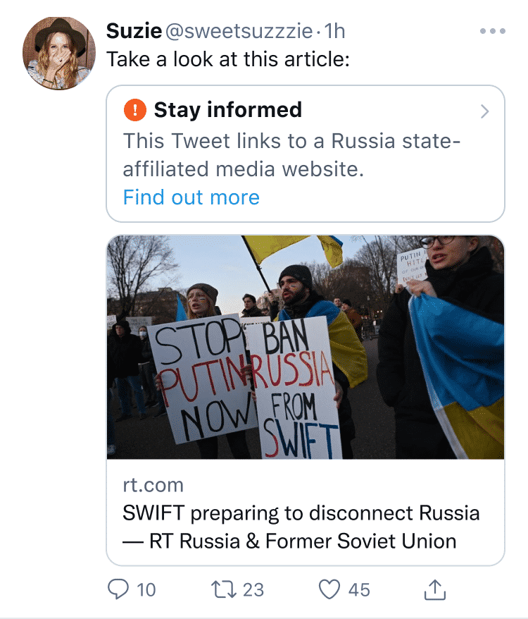 Twitter pone advertencias a las publicaciones de medios controlados por el gobierno de Rusia