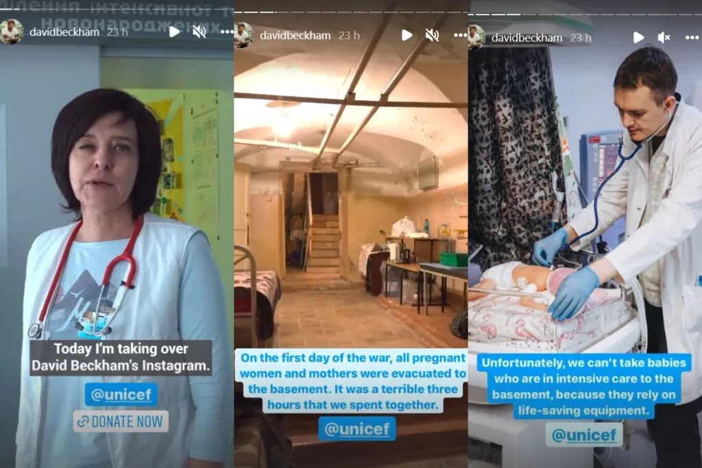 David Beckham cedió su cuenta de Instagram para mostrar las condiciones de un hospital en Ucrania