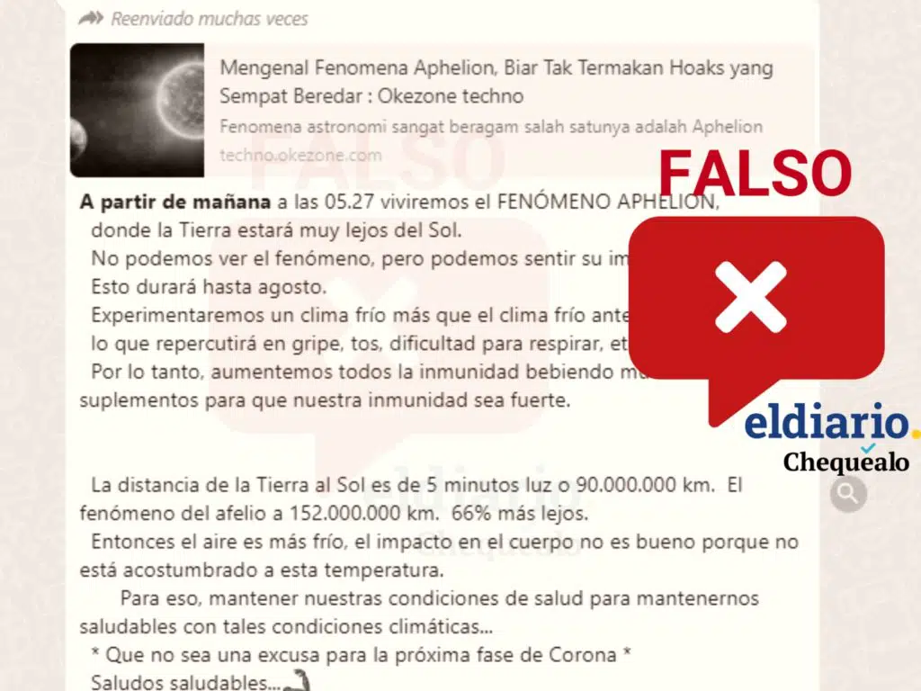 El Afelio Se Vivira En Marzo Y Provocara Un Clima Mas Frio Es Falso