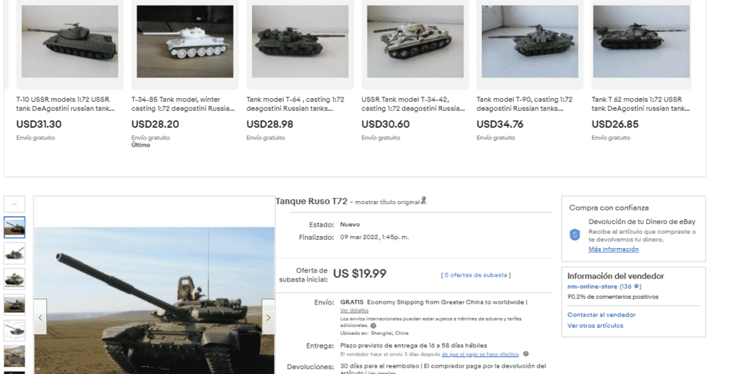 ¿Los ucranianos están vendiendo un tanque ruso en eBay?