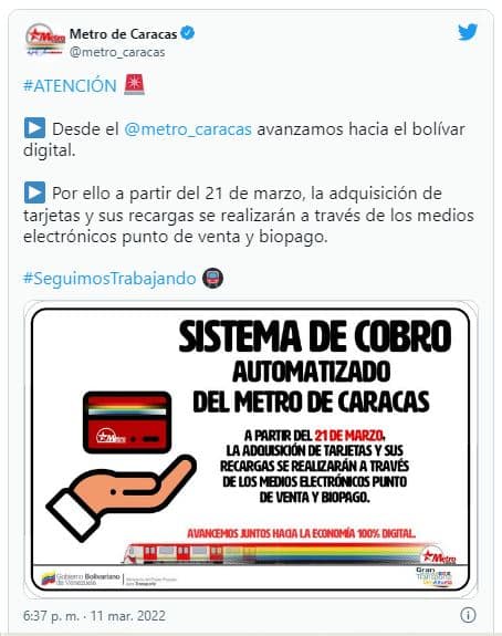 Metro de Caracas: lo que debes tener en cuenta sobre la eliminación del efectivo como método de pago