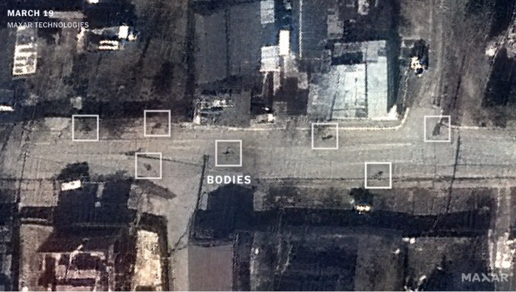 Las imágenes de un satélite contradicen la versión de Rusia sobre la masacre en Bucha