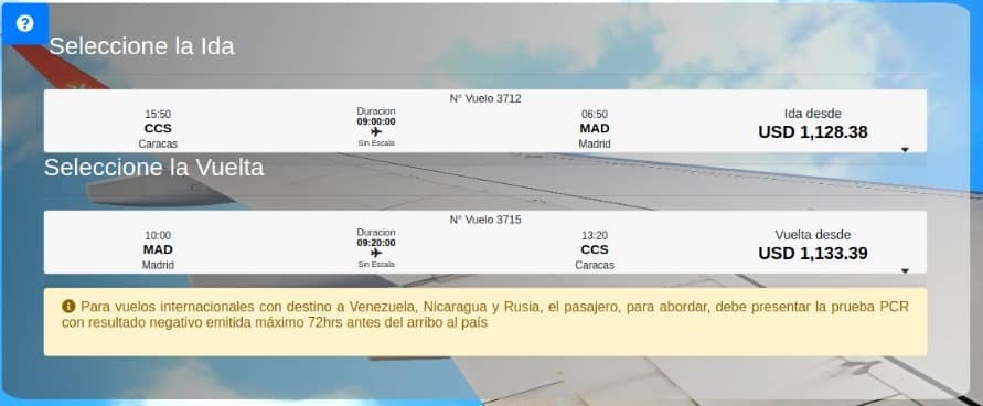 ¿Cuánto cuesta volar desde Venezuela hacia España con Conviasa?