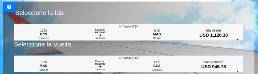 ¿Cuánto cuesta volar desde Venezuela hacia Madrid con Conviasa?