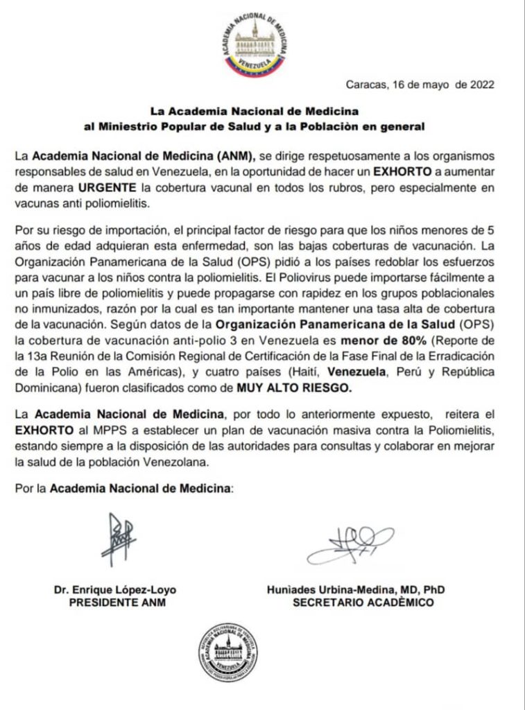 Académicos exhortan al Ministerio de Salud a aumentar la vacunación antipolio en Venezuela: ¿cuál es la razón?