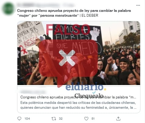 ¿Aprobaron un proyecto de ley para cambiar la palabra “mujer” por “persona menstruante” en Chile?