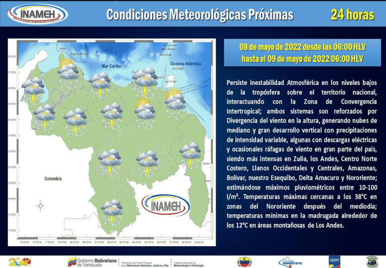 Inameh pronostica lluvias en toda Venezuela en el Día de las Madres