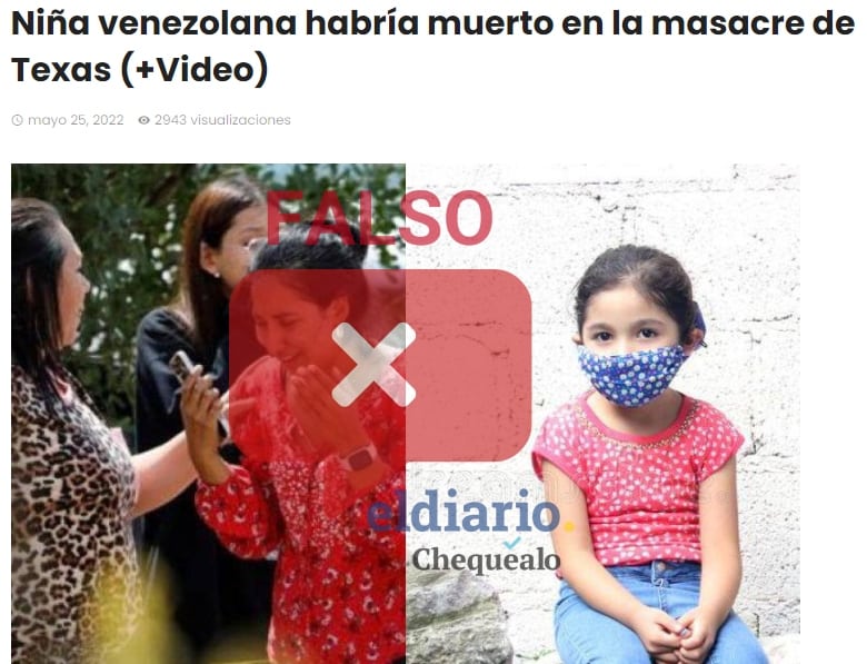 ¿Imagen de una niña con mascarilla es de una supuesta víctima venezolana del tiroteo en escuela de Texas?