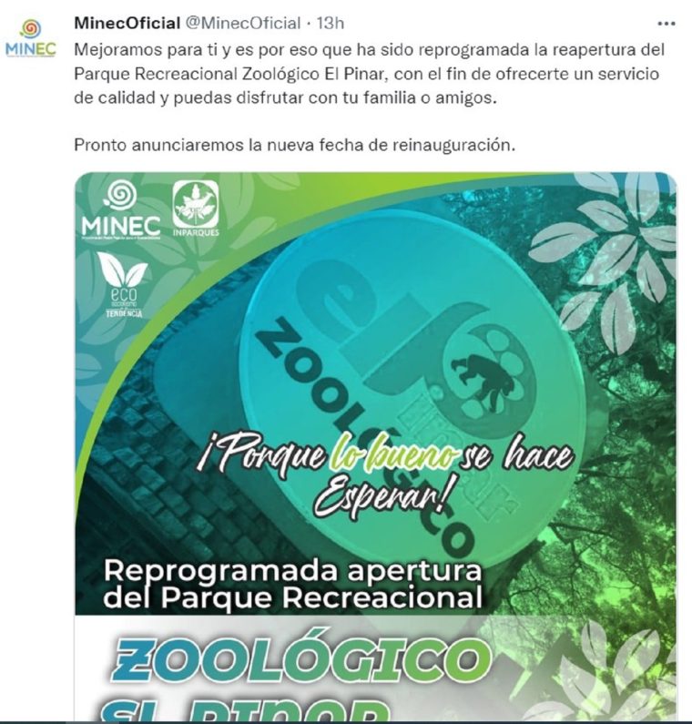 Parque Zoológico El Pinar funcionará como un centro de rescate y rehabilitación