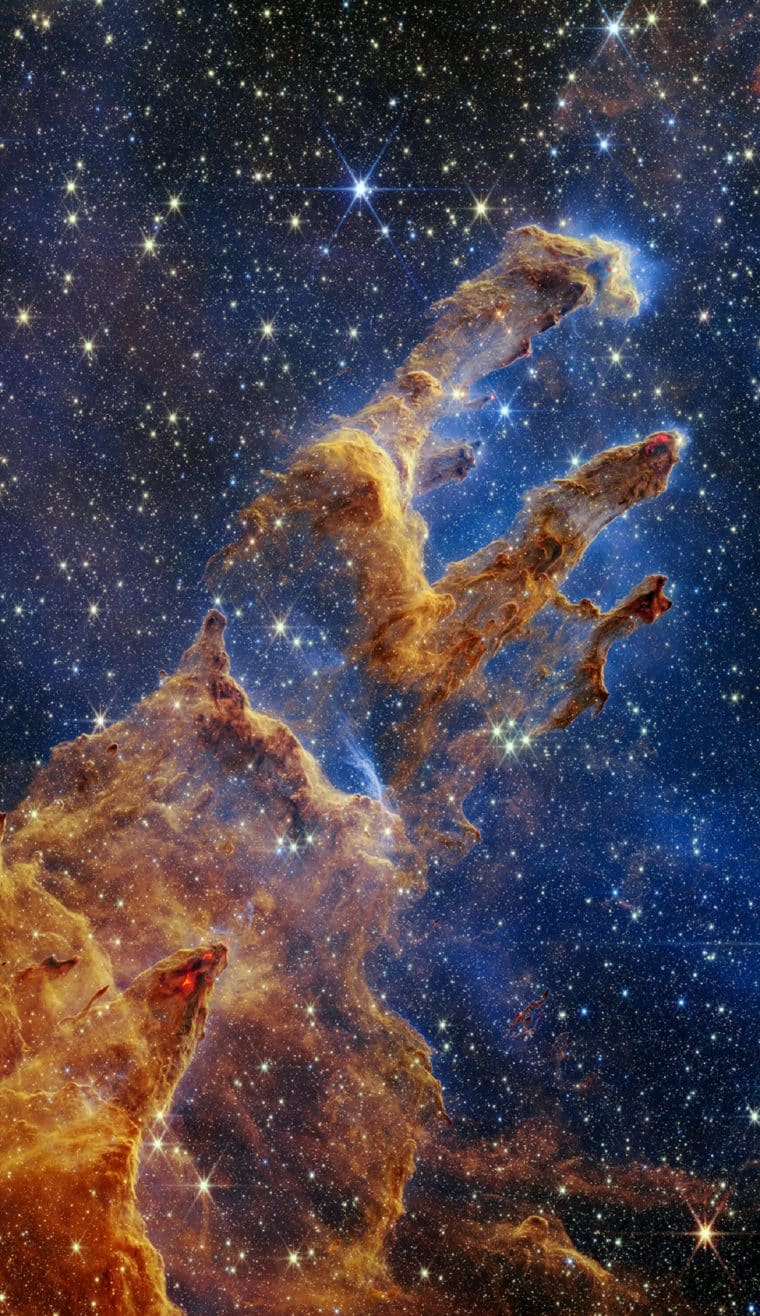 Los Pilares de la Creación, capturados recientemente por el Telescopio James Webb