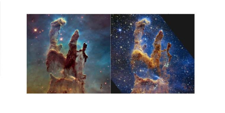 Los Pilares de la Creación, capturados recientemente por el Telescopio James Webb