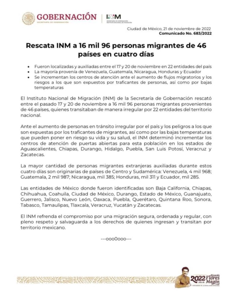 México: Migración rescató a 4.968 venezolanos que transitaban de forma irregular por el país en cuatro días 