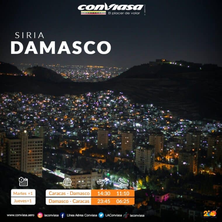 Conviasa anunció su ruta Caracas-Damasco: ¿cuáles son los precios de los boletos?