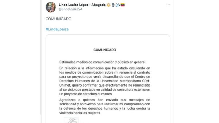 Linda Loaiza confirmó su renuncia a la Unimet: lo que se sabe