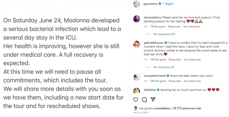 Lo que se sabe del estado de salud de Madonna tras ser hospitalizada de emergencia