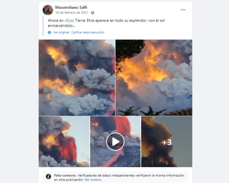 ¿Video de una erupción del volcán Etna que se hizo viral ocurrió en mayo de 2023?