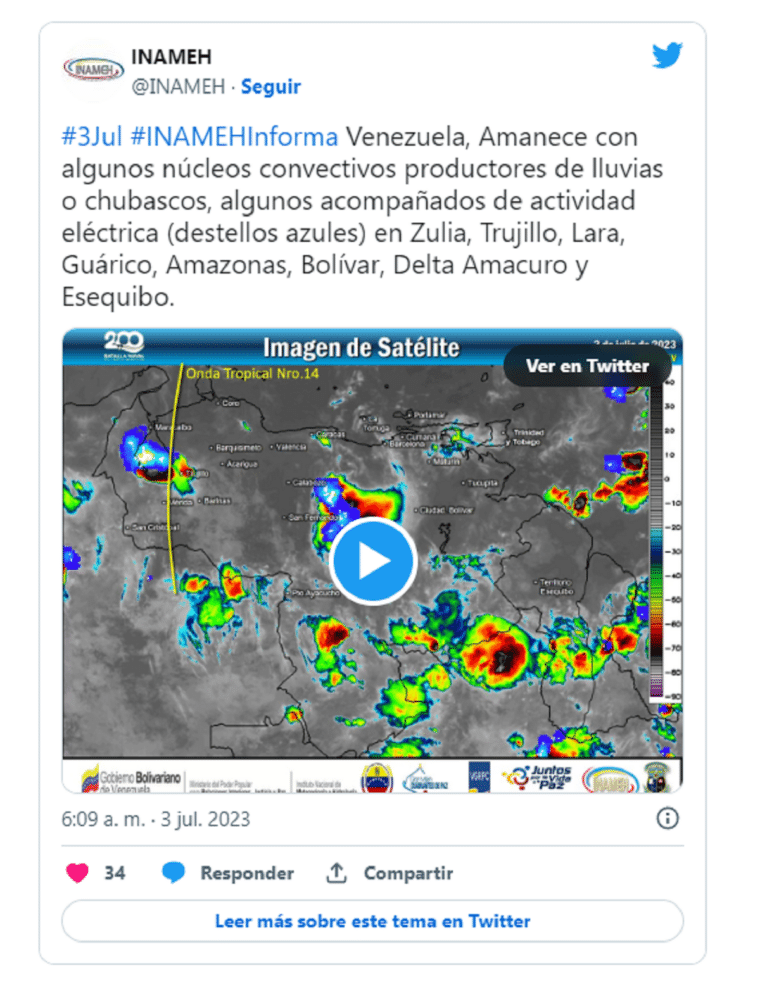 Anunciaron la llegada de la onda tropical 15 a Venezuela 