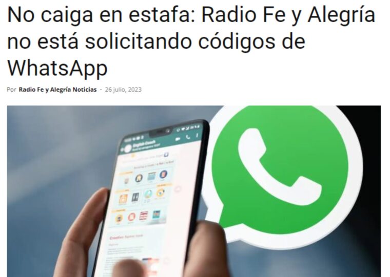 ¿Radio Fe y Alegría llama a sus suscriptores para pedir verificación de WhatsApp?