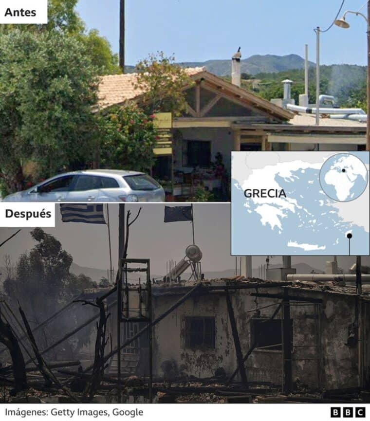 Incendios arrasan con Rodas: las fotos que muestran el antes y después en la turística isla griega