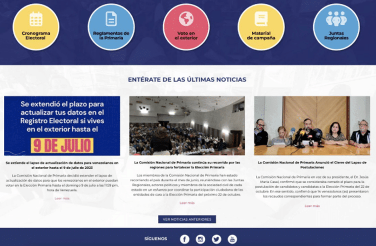 Comisión Nacional de Primaria lanza página web para difundir información oficial sobre elecciones opositoras