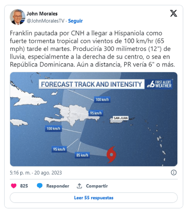 Activaron la alerta en varias islas del Caribe por la tormenta tropical Franklin
