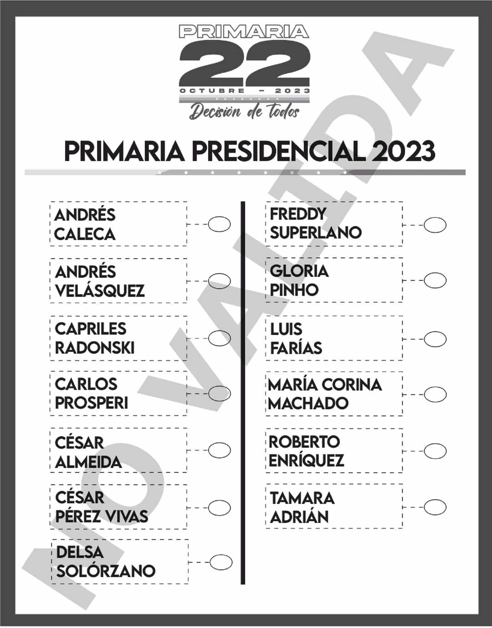 Cómo será la boleta de las elecciones primarias del 22 de octubre