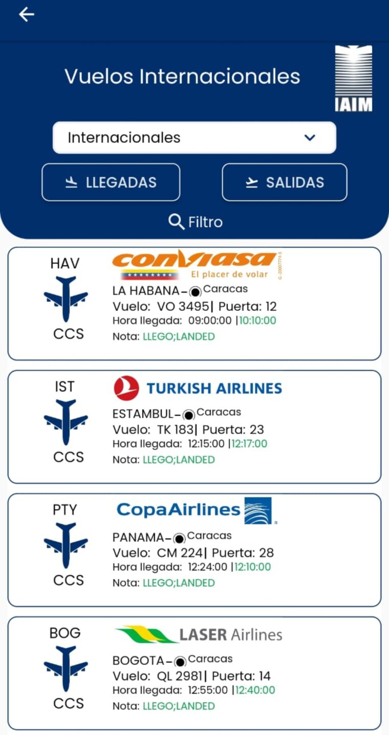 El Aeropuerto Internacional de Maiquetía diseñó una app para conocer el estatus de sus vuelos