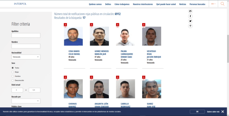 ¿La Interpol publicó en su página web una circular roja contra alias el Niño Guerrero?
