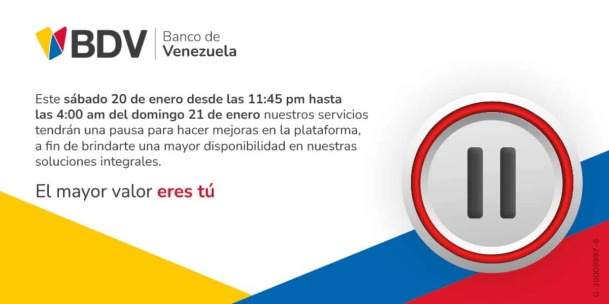 Banco de Venezuela interrumpirá sus operaciones el fin de semana: ¿cuándo se restablecerá el servicio?
