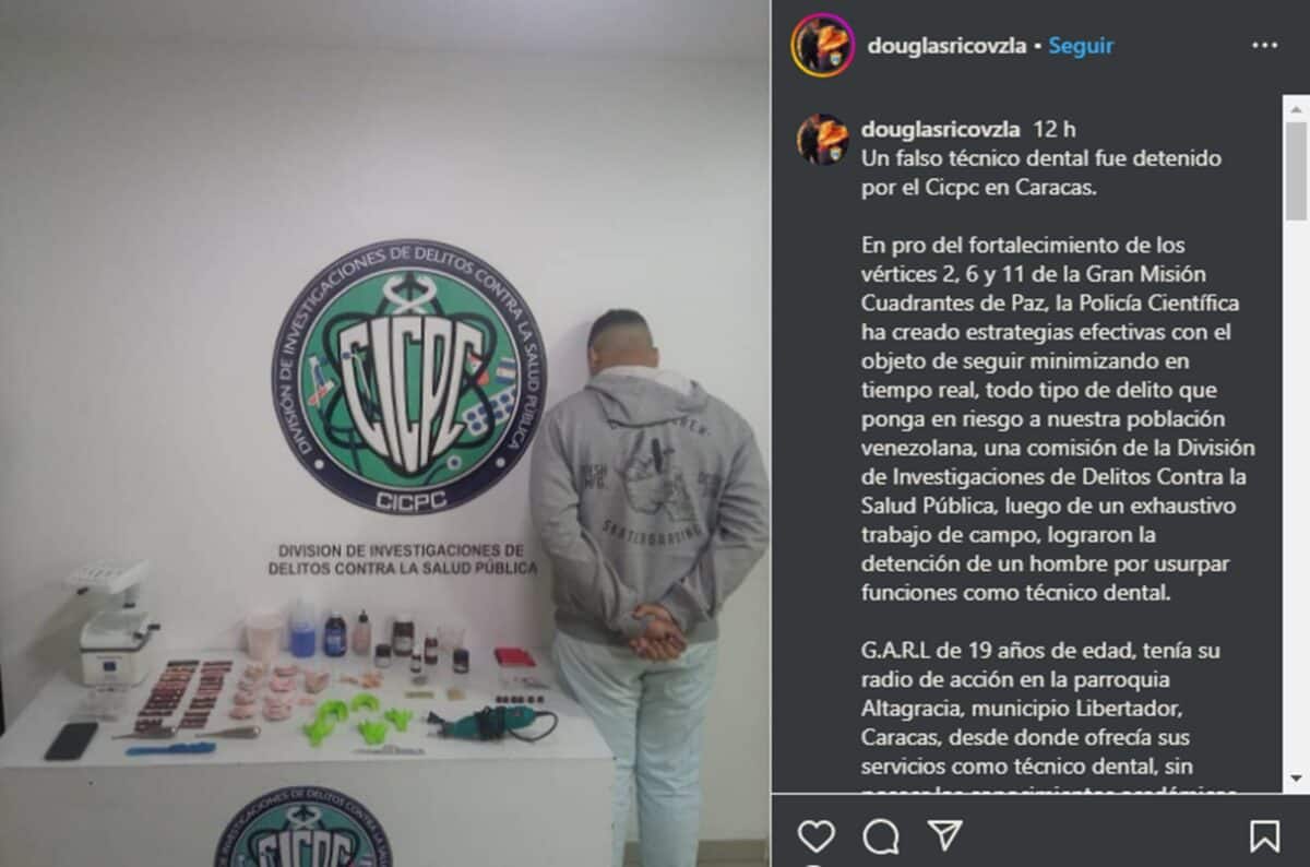 CICPC capturó a un hombre que se hacía pasar por técnico dental en Caracas