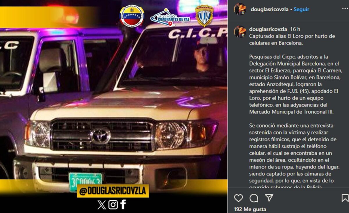 CICPC capturó a un hombre solicitado por el hurto de un celular en Anzoátegui