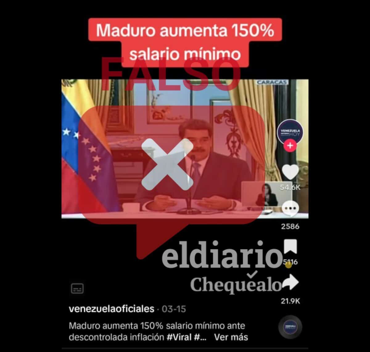 ¿Maduro anunció un incremento del 150 % del salario mínimo en marzo de 2024?
