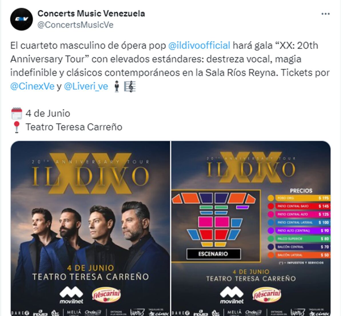 Il Divo ofrecerá un concierto en Caracas: ¿cuánto cuestan las entradas?