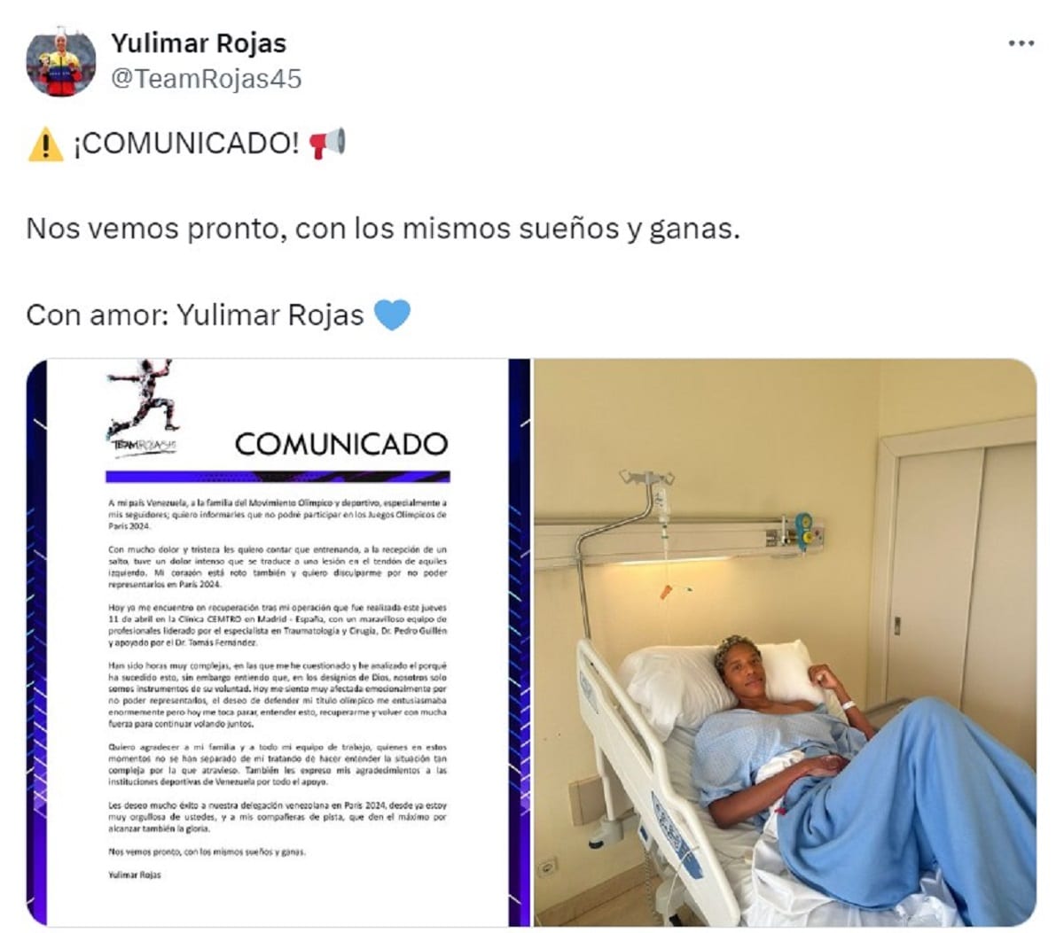 Yulimar Rojas no participará en los Juegos Olímpicos París 2024