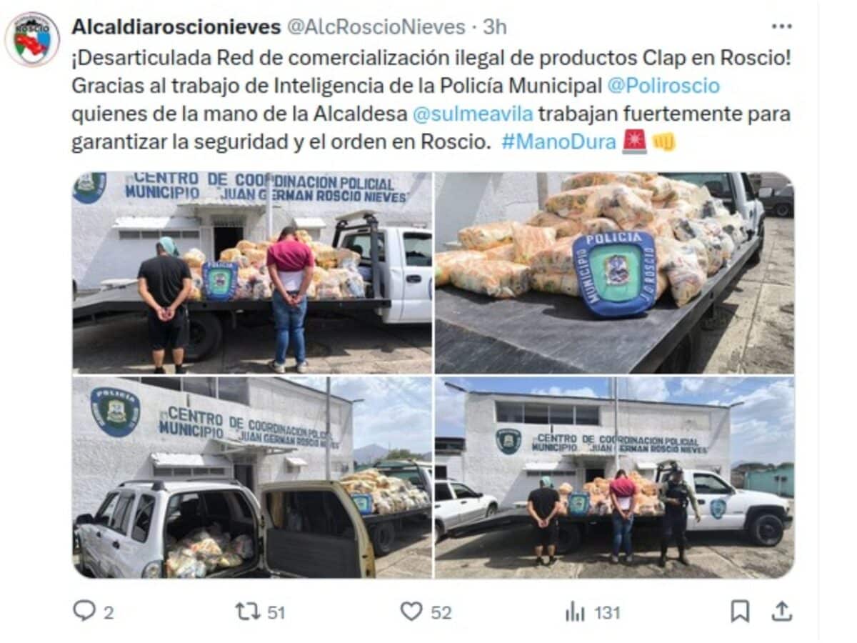Desmantelaron una red dedicada a la comercialización ilegal de las cajas CLAP en Guárico