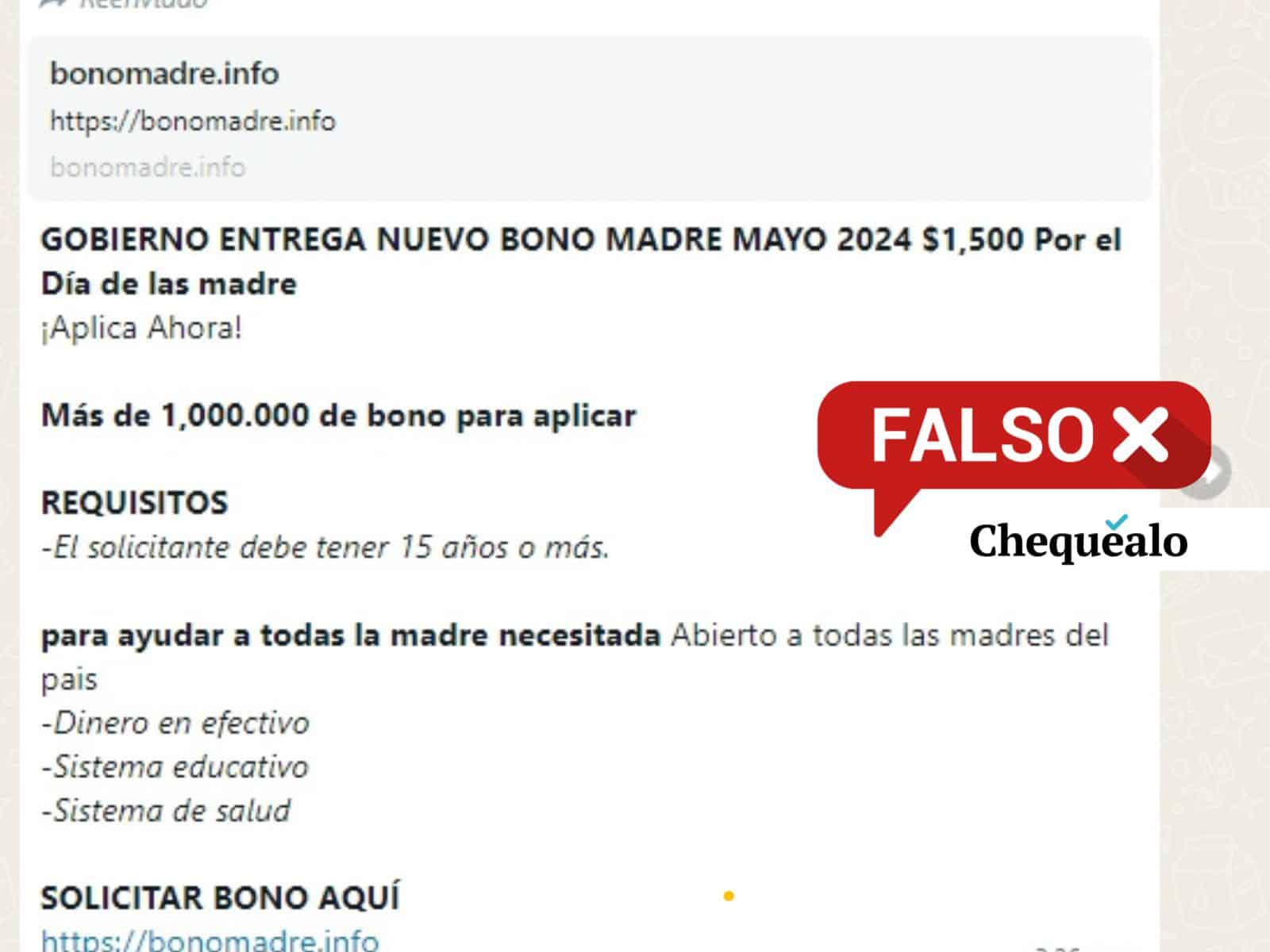¿El gobierno está dando un bono del Día de la Madre de 1.500 dólares? 