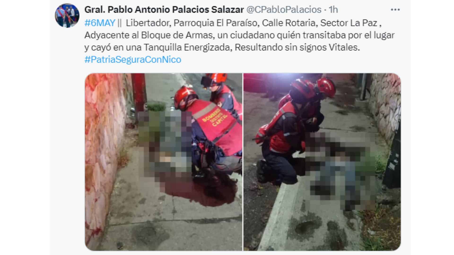Un hombre murió electrocutado al caer en una alcantarilla en Caracas