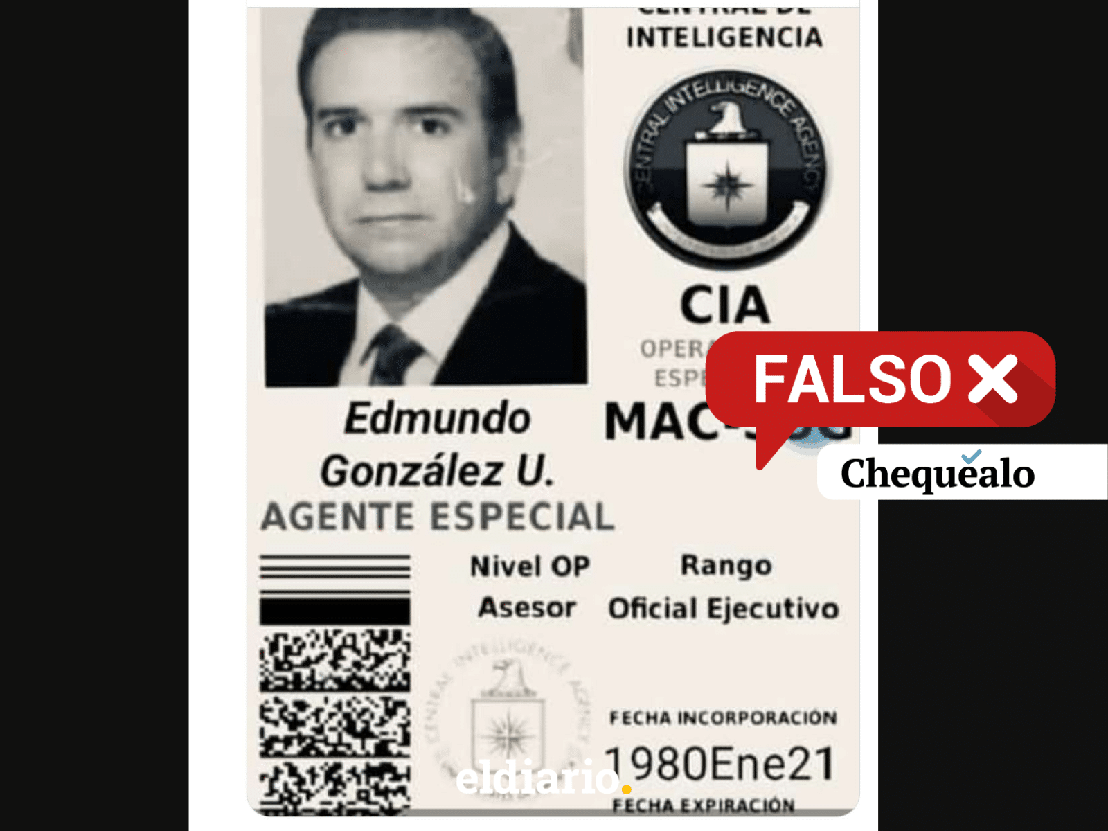 ¿El candidato Edmundo González Urrutia tiene un carnet de la CIA?