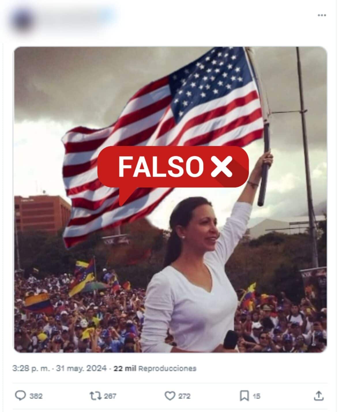 Did opposition leader Maria Corina Machado wave a US flag at a rally in Venezuela?