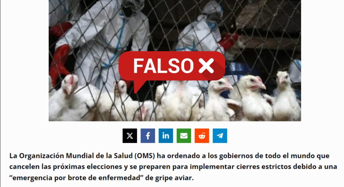 ¿La OMS ordenó a los gobiernos suspender elecciones por brote de gripe aviar?