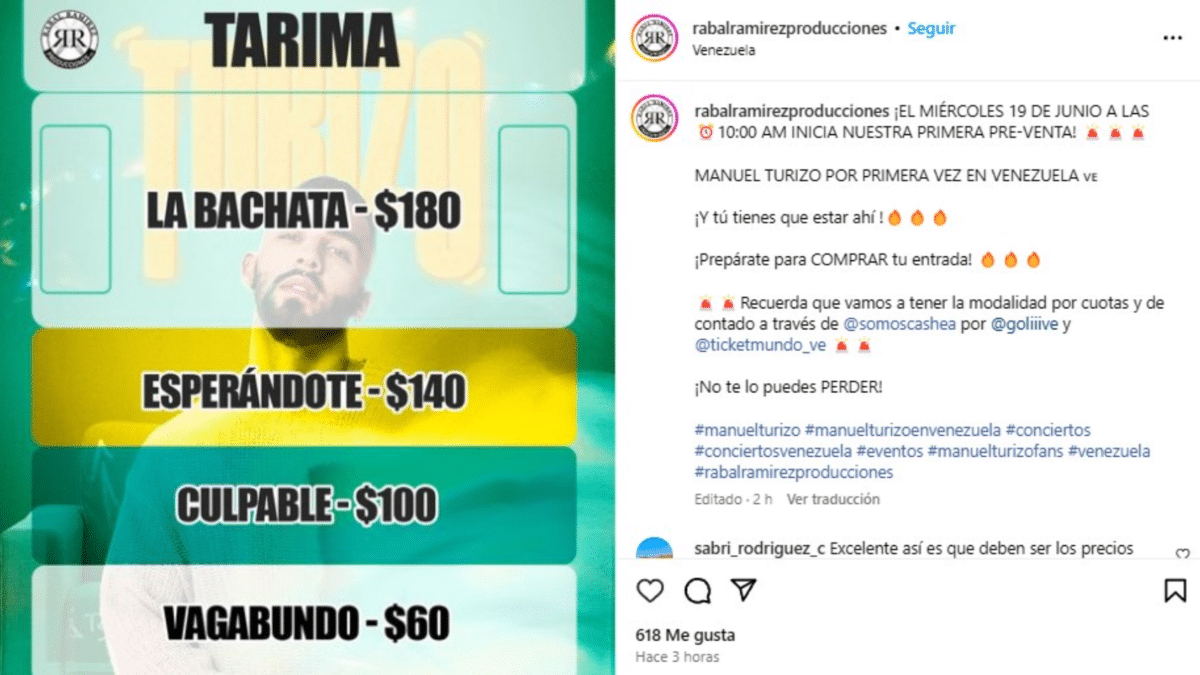 Concierto de Manuel Turizo en Caracas: ¿cuánto cuestan las entradas?